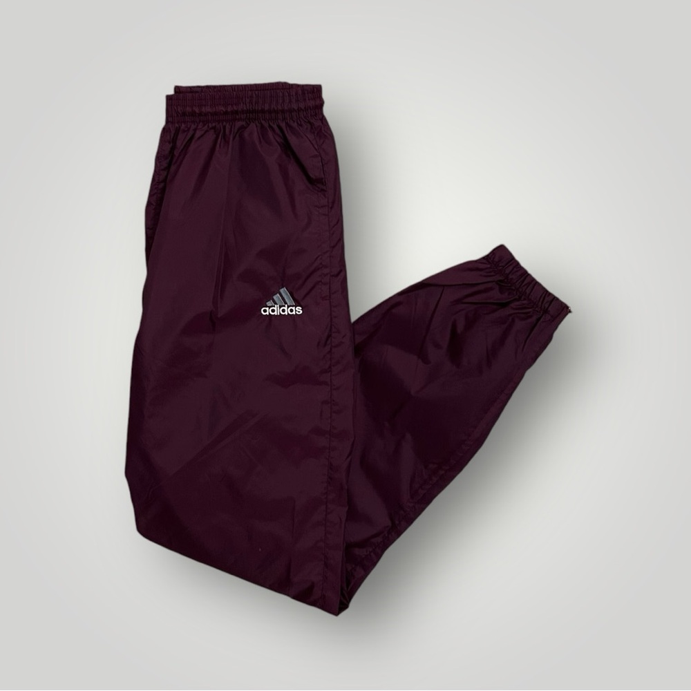 Vintage 90s Adidas Burgundy Zip Up Baggy Windbreaker Jogger Track Pants